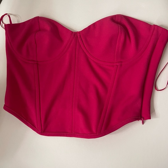 Zara Hot Pink Strapless Bustier Crop Top Size M - Picture 3 of 5